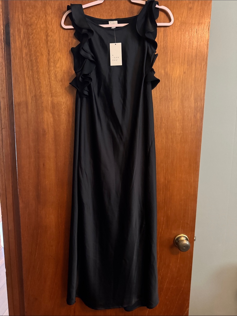 a new day Black Ruffle-Sleeve Maxi Dress